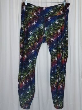 Princess Awesome Plus Size Women’s Black Rainbow Spiderweb Print Leggings